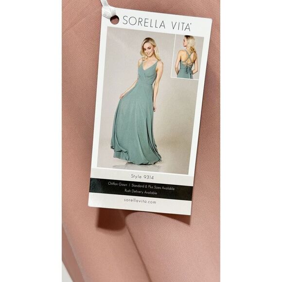 Sorella Vita Classic Lace-Up Back Chiffon Bridesmaid‎ Dress Gown Pink Size 12 - Picture 8 of 14